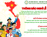 THÔNG BÁO LỊCH NGHỈ 10/3 (AL); 30/4 VÀ 01/5 NĂM 2024