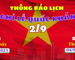 LỊCH NGHỈ LỄ 02/9/2023